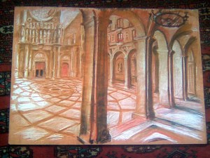 Monastery Courtyard drawing