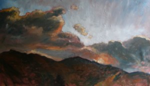 Evening sky across Langdale valley