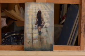 woman in a black dress